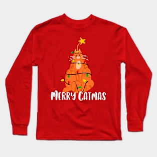 Merry Catmas Ginger Cat Long Sleeve T-Shirt